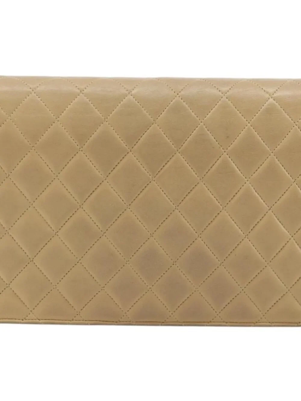 CHANEL Matelasse 25 Chain Shoulder Bag Lamb Skin Beige Gold CC Auth 182740